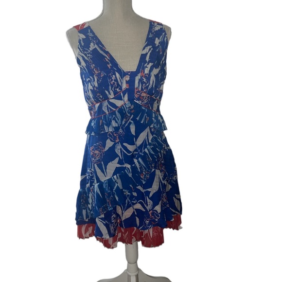 TANYA TAYLOR RED, WHITE & BLUE EVA TULIP DRESS SIZE 8 MSRP$495 - Picture 2 of 9